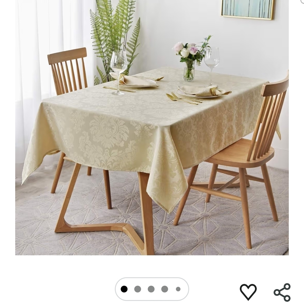 Elegant Cream Damask Tablecloth